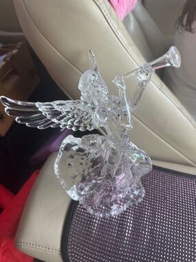 8” Vintage 1990 Acrylic Crystal Angel Figurine Home Art - Clear